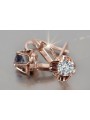 Vintage-Style 14K Rose Gold Zircon Earrings - Authentic Russian Soviet Aesthetic vec018