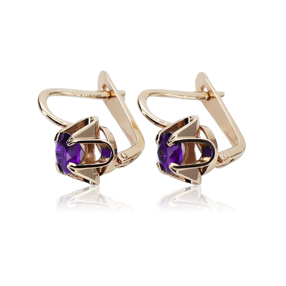 copie de Boucles d'oreilles en or rose, argent plaqué or 925 avec alexandrite vec002rp