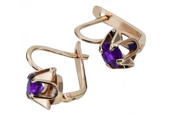 copia de Pendientes de oro rosa, plata 925 con baño de oro con alejandrita vec002rp