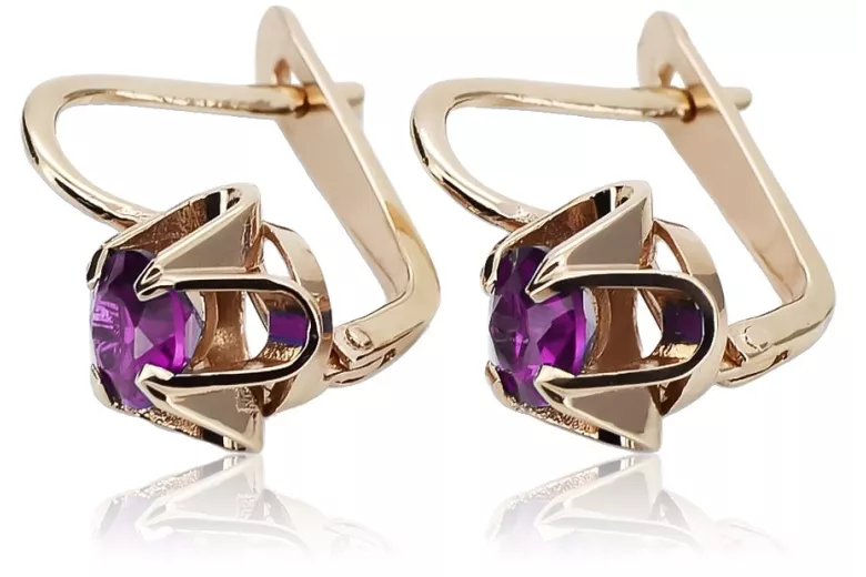 Vintage silver rose gold plated 925 Amethyst earrings vec018rp