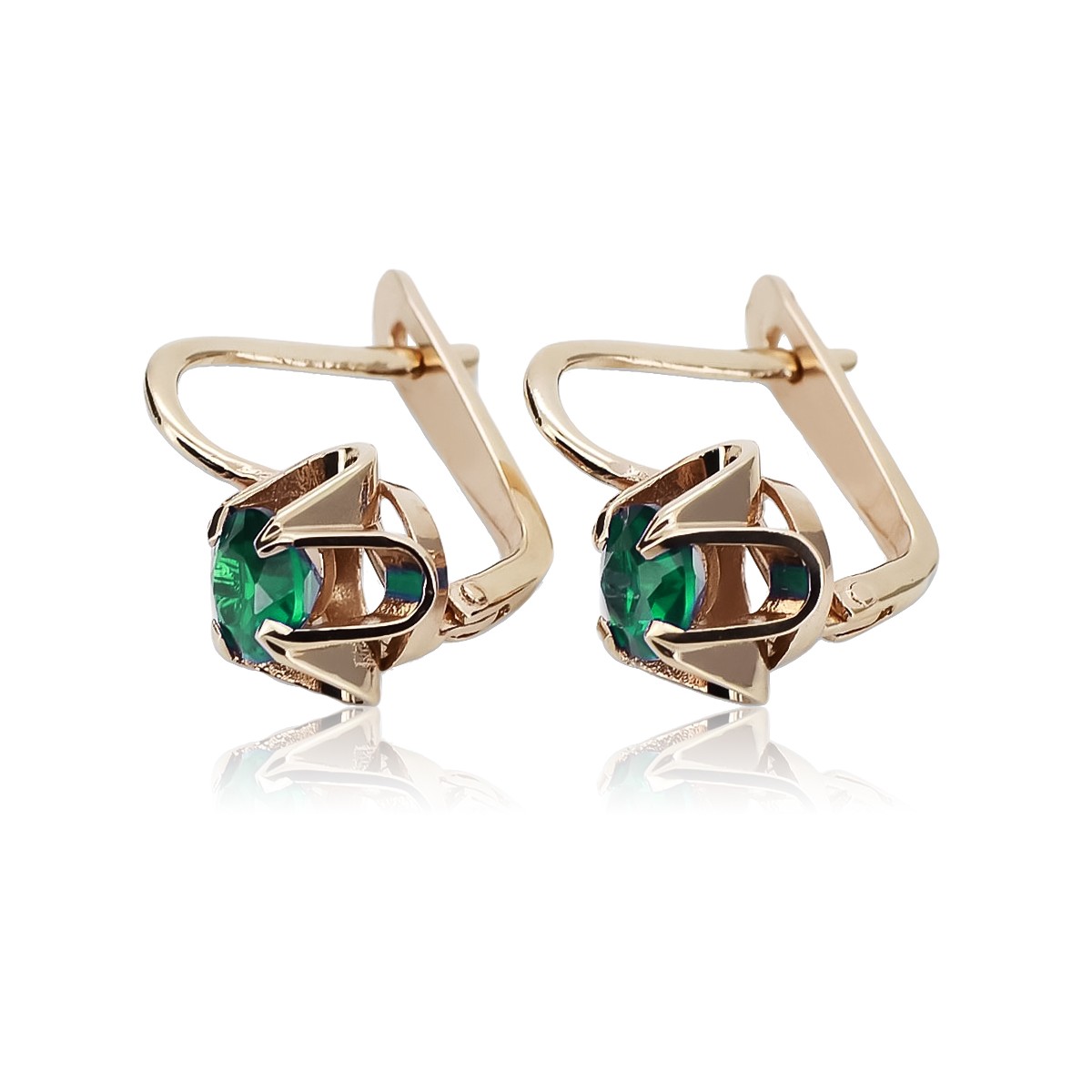 Vintage silver rose gold plated 925 Emerald earrings vec018rp