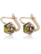 Pendientes de oro rosa con baño de plata 925 con Peridoto vec018rp