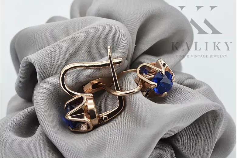 Vintage silver rose gold plated 925 Sapphire earrings vec018rp