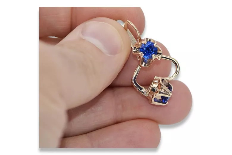 Vintage silver rose gold plated 925 Sapphire earrings vec018rp