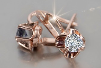 Cercei din aur roz placati cu argint 925 cu zirconiu cubic vec018rp