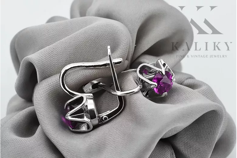 Vintage 925 Silver Amethyst earrings vec018s