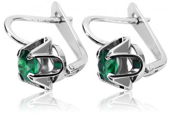 Vintage 925 Silver Emerald earrings vec018s