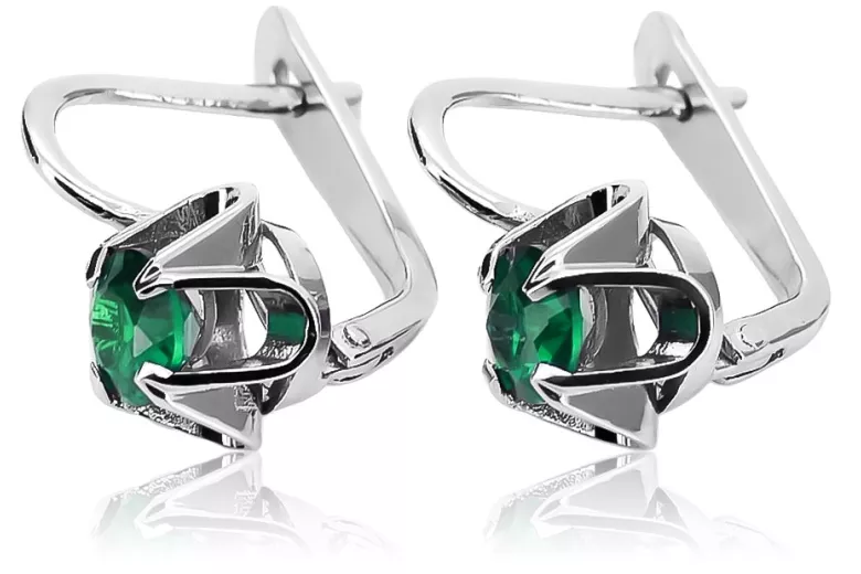 Vintage 925 Silver Emerald earrings vec018s