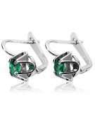 Boucles d'oreilles russes vintage en argent 925 avec émeraude vec018s