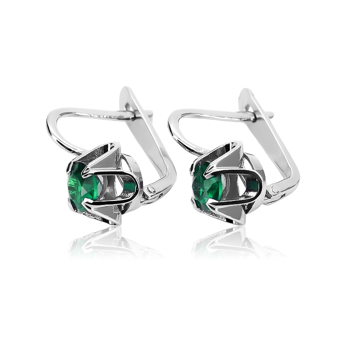 Boucles d'oreilles russes vintage en argent 925 avec émeraude vec018s