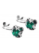 Boucles d'oreilles russes vintage en argent 925 avec émeraude vec018s