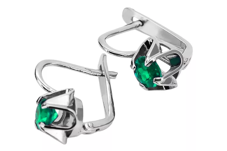 Vintage 925 Silver Emerald earrings vec018s