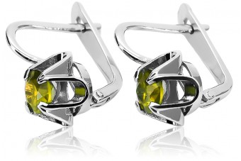 Pendientes Rusos Vintage de plata 925 con Peridoto vec018s