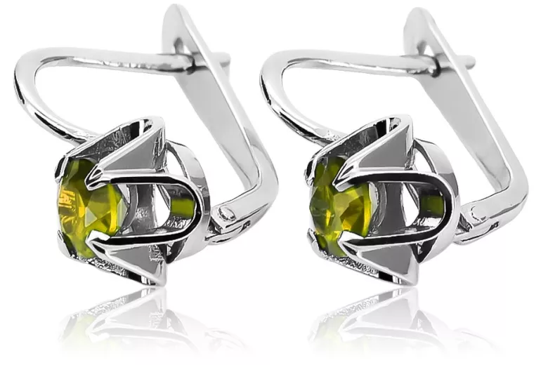 Pendientes Rusos Vintage de plata 925 con Peridoto vec018s