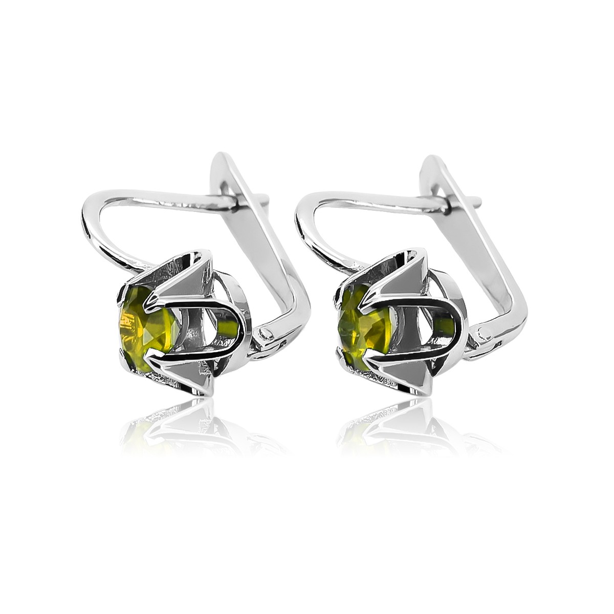 Pendientes Rusos Vintage de plata 925 con Peridoto vec018s