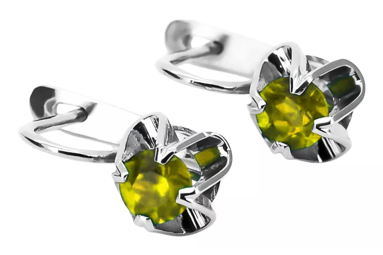 Pendientes Rusos Vintage de plata 925 con Peridoto vec018s