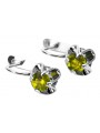 Boucles d'oreilles russes vintage en argent 925 avec péridot vec018s