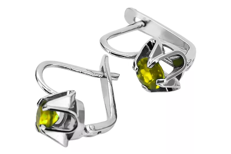 Pendientes Rusos Vintage de plata 925 con Peridoto vec018s