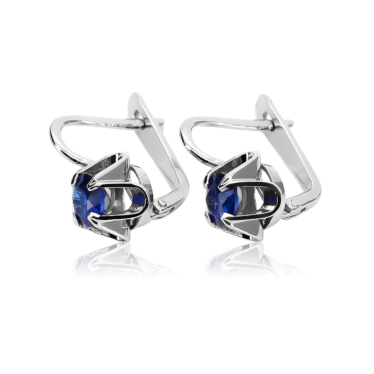 Boucles d'oreilles russes vintage en argent 925 avec saphir vec018s