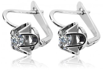 Boucles d'oreilles russes vintage en argent 925 avec zircon cubique vec018s