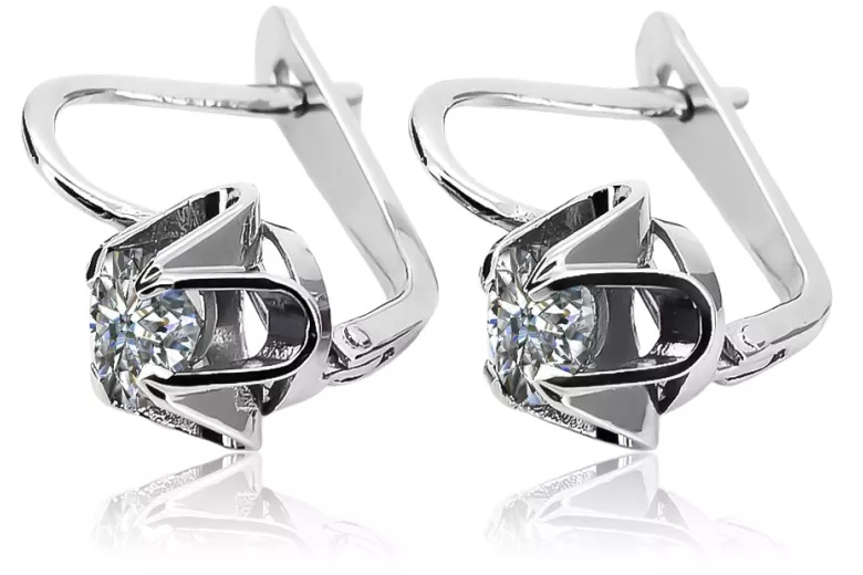 Boucles d'oreilles russes vintage en argent 925 avec zircon cubique vec018s