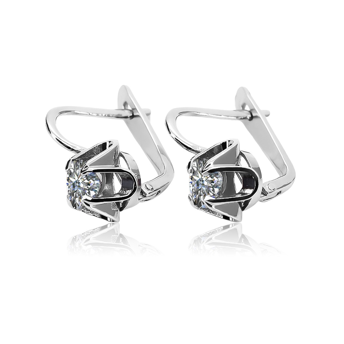 Boucles d'oreilles russes vintage en argent 925 avec zircon cubique vec018s