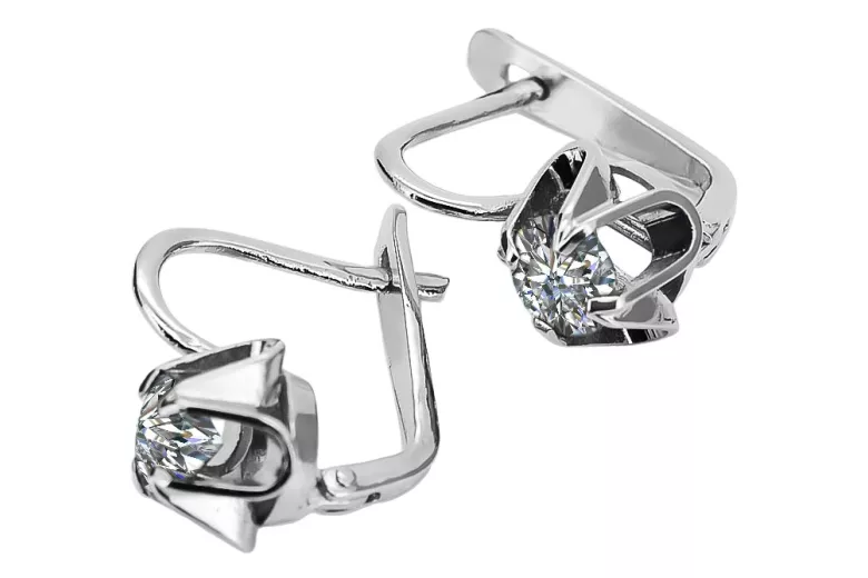 Boucles d'oreilles russes vintage en argent 925 avec zircon cubique vec018s