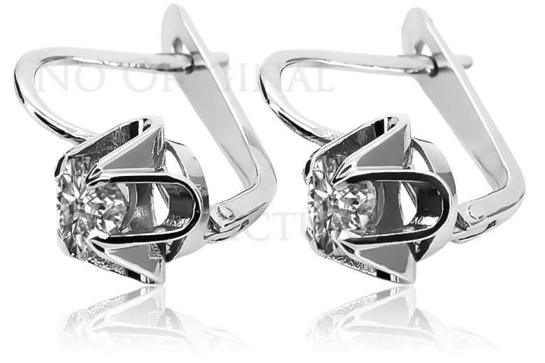 Boucles d'oreilles russes vintage en argent 925 serti vec018s