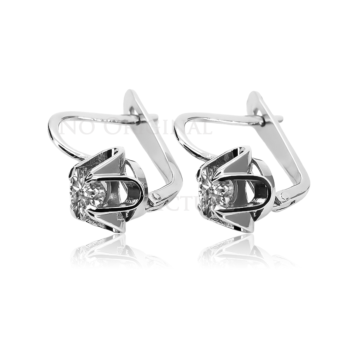 Boucles d'oreilles russes vintage en argent 925 serti vec018s