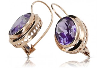 Boucles d'oreilles uniques en Alexandrite sertie sur de l'or rose 14 carats vintage vec114