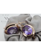 "Vintage 14K Rose Gold Earrings with Alexandrite Detailing" vec114