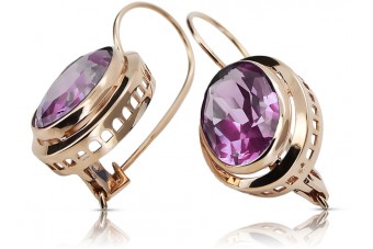 Originales Vintage-Roségold 14k mit Amethyst Edelstein Ohrringe vec114