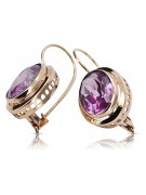 Originales Vintage-Roségold 14k mit Amethyst Edelstein Ohrringe vec114