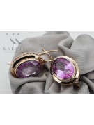 Originales Vintage-Roségold 14k mit Amethyst Edelstein Ohrringe vec114