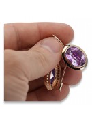 Originales Vintage-Roségold 14k mit Amethyst Edelstein Ohrringe vec114