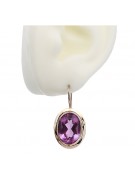 Originales Vintage-Roségold 14k mit Amethyst Edelstein Ohrringe vec114