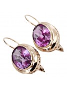 Originales Vintage-Roségold 14k mit Amethyst Edelstein Ohrringe vec114