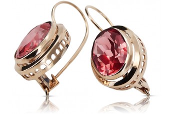 Élégantes boucles d'oreilles en rubis et or rose 14 carats d'époque vec114