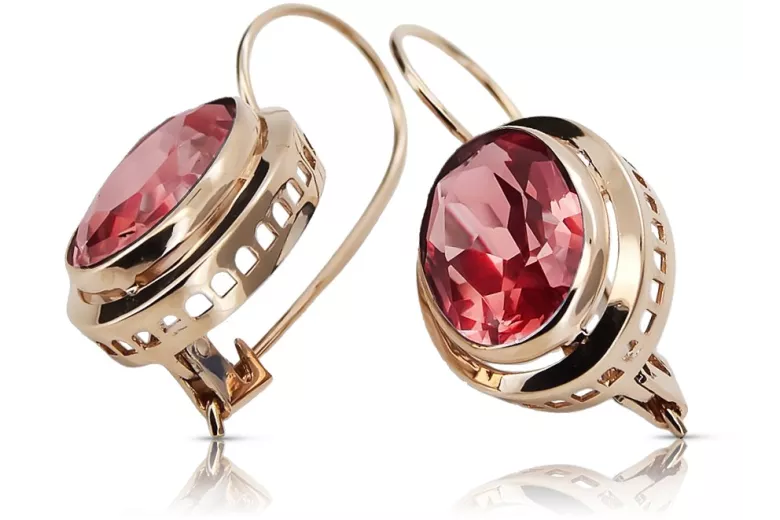 "Original 14K Rose Gold Vintage Ruby Earrings" vec114