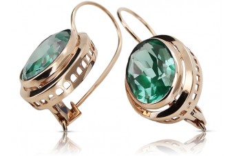 "Emerald Elegance: Vintage Inspired 14K Rose Pink Gold Earrings" vec114