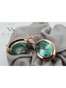 "Emerald Elegance: Vintage Inspired 14K Rose Pink Gold Earrings" vec114