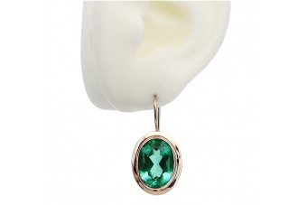 "Oryginalne Kolczyki Szmaragdowe z Różowego Złota 14k w Stylu Vintage" vec114