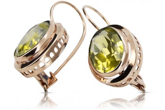 "Bijuterii vintage: Cercei din aur roz de 14k 585 cu pietre Peridot" vec114