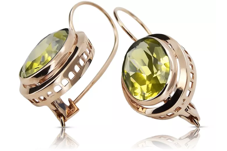 "Charmante 14 Karat Vintage-Roségold und Gelber Peridot Ohrschmuck" vec114