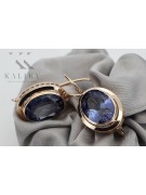 "Timeless 14K 585 Gold Sapphire Earrings in Rose Pink" vec114