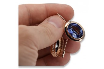 Szlachetne Vintage 14k Różowe Złoto Szafirowe Kolczyki vec114