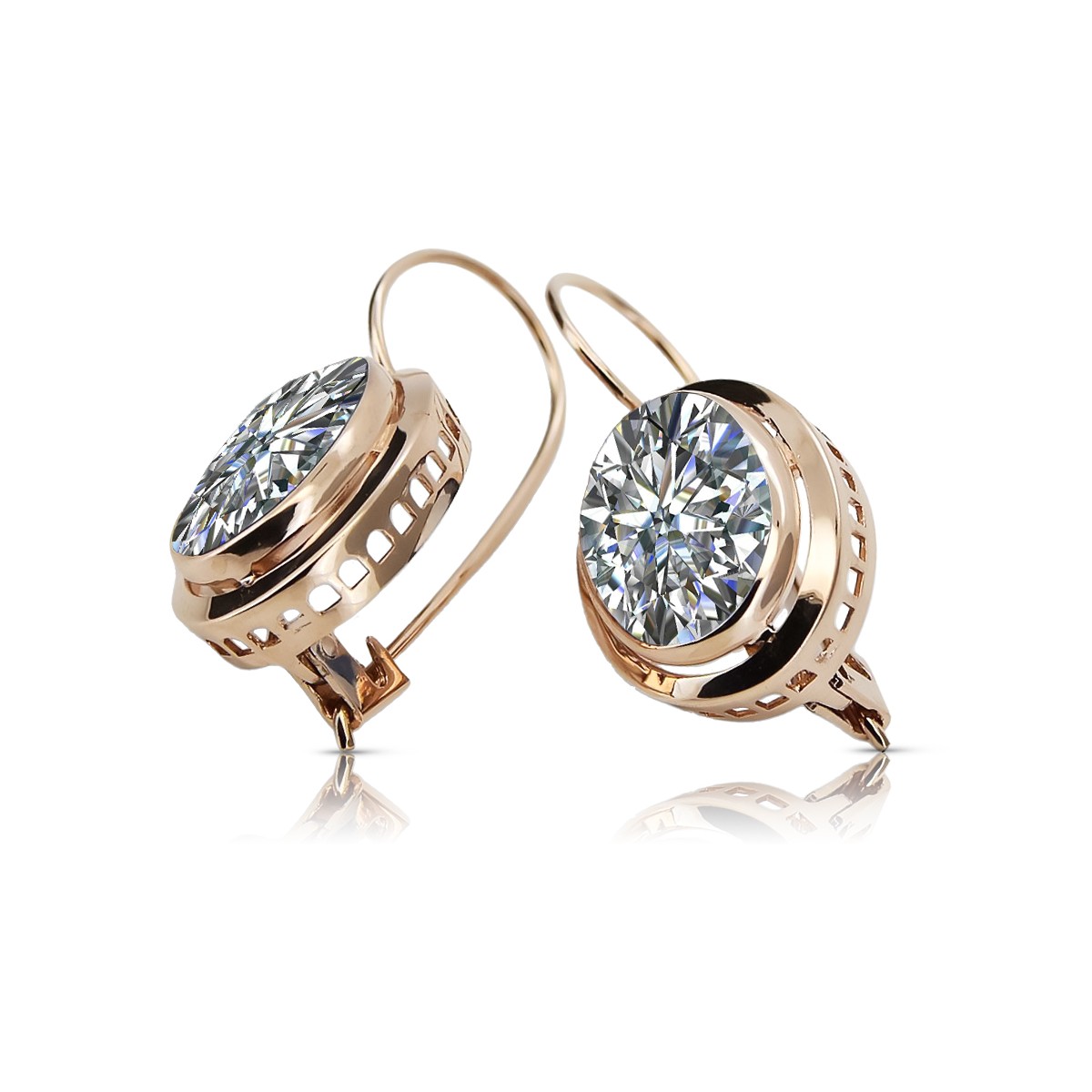 "Exquisite Zircon Embellished 14K Rose Gold Vintage Earrings" vec114