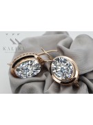 Pendientes de Zircón brillante en Oro rosa antiguo puro de 14k vec114