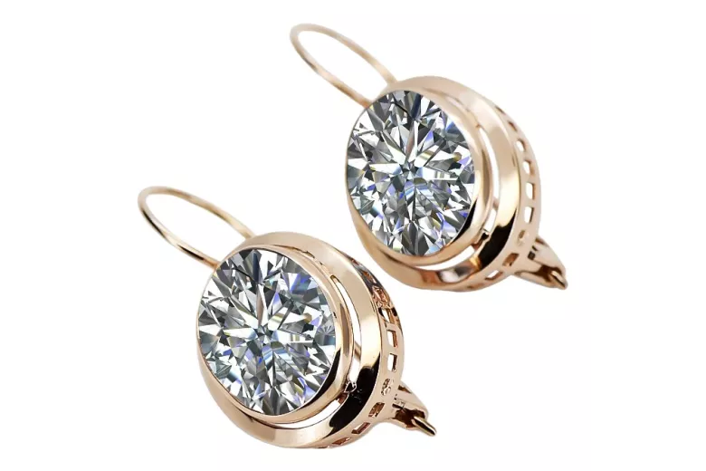 "Exquisite Zircon Embellished 14K Rose Gold Vintage Earrings" vec114