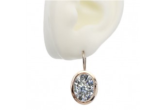 Zircon élégant sur des boucles d'oreilles vintage en Or rose 14 carats vec114